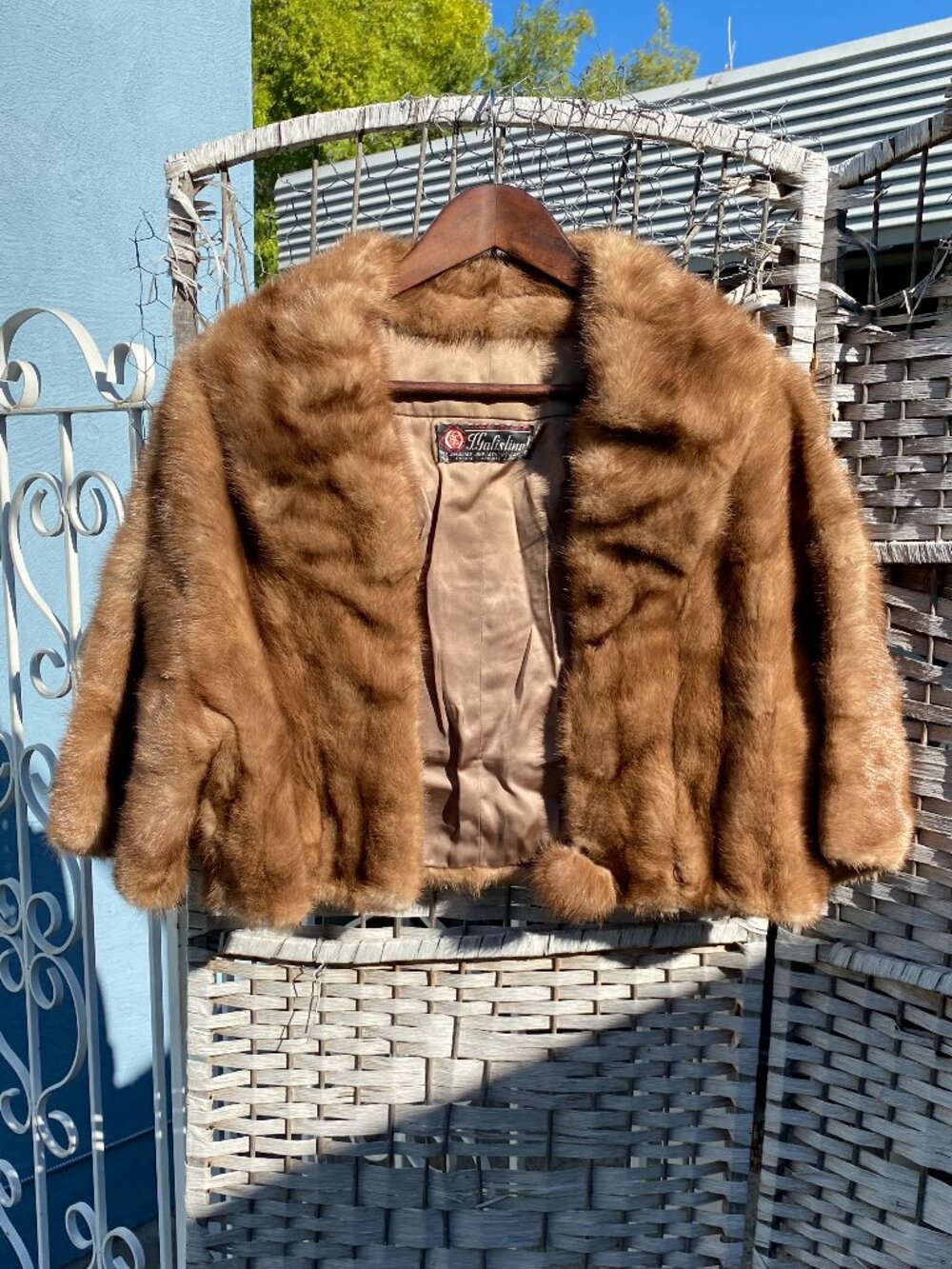1970s T. Galistinos Co. Mink Fur Bolero Shrug Coat Athens Greece Women's Vintage